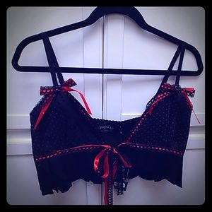 Tie-front Living Dead Souls goth fetish top, Sz L